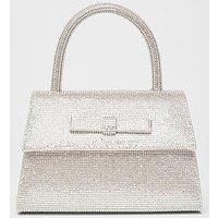 Quiz Silver Diamante Top Handle Bag