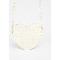 Quiz White Pearl Heart Cross Body Bag