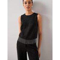 The Very Collection Suede Fringe Co-Ord Top - Black