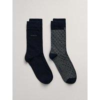 Gant 2 Pack Dot & Solid Crew Socks - Dark Grey