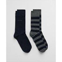 Gant 2 Pack Barstripe & Solid Crew Socks - Dark Grey