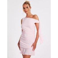 Quiz Baby Pink Asymmetric Mini Dress