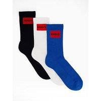 Hugo 3 Pack Box Logo Ribbed Crew Socks - Assorted