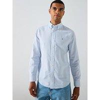 Tommy Hilfiger Long Sleeve Regular Fit Stripe Oxford Shirt - Light Blue