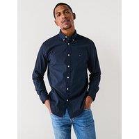 Tommy Hilfiger Flex Poplin Solid Regular Fit Long Sleeve Shirt - Navy