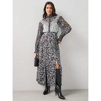 The Very Collection Lace Detail Long Sleeve Midaxi Dress - Print
