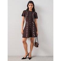The Very Collection Stud Detail Knitted Dress - Brown