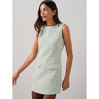 The Very Collection Embellished Boucle Shift Dress Mint - Green