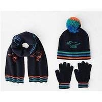 The Very Collection Kids Dinosaur Hat, Scarf And Gloves Set 3 Piece - Navy