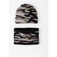 The Very Collection Kids Camo Hat And Snood Set 2 Piece - Grey