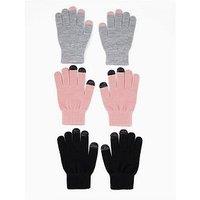 The Very Collection 3 Pack Girls Lurex Magic Gloves - Pink