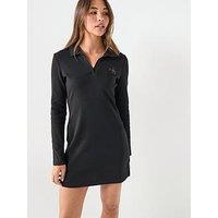 Calvin Klein Jeans Monologo Ribbed Polo Mini Dress - Black