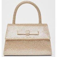 Quiz Gold Diamante Top Handle Bag