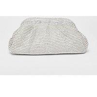 Quiz Silver Diamante Gathered Pouch Bag