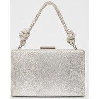 Quiz Silver Diamante Knot Top Handle Bag