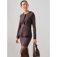 The Very Collection Tailored Belted Mini Dress - Brown
