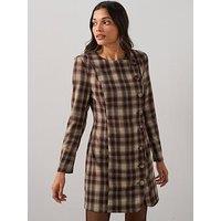 The Very Collection Long Sleeve Button Down Checked Mini Dress - Print