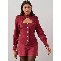 The Very Collection Cut Out Peplum Waistcoat Top - Red