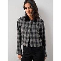 The Very Collection Contrast Collar Check Cocoon Jacket Co Ord - Print