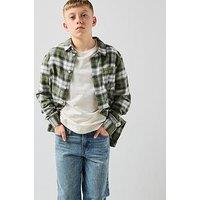 The Very Collection Boys Textured T-Shirt And Check Shirt Outfit Set - Multi