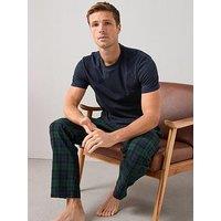 The Very Collection Pure Cotton Check Trouser & T-Shirt Set - Dark Green