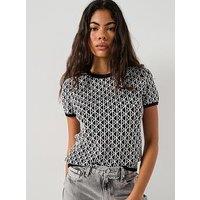Calvin Klein Jeans Monogram Short Sleeve Top - Black