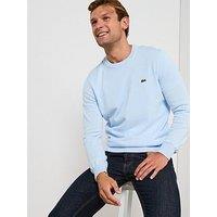 Lacoste Cotton Jersey Crew Neck Knitted Jumper- Light Blue