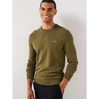 Lacoste Cotton Jersey Crew Neck Knitted Jumper- Khaki
