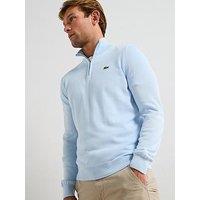 Lacoste 1/4 Zip Regular Fit High Neck Knitted Jumper - Light Blue
