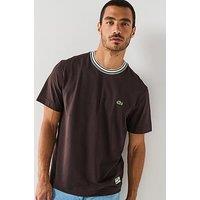 Lacoste French Made Premium Regular Fit Rubberised Logo T-Shirt - Brown