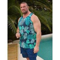 Badrhino Leaf Print Vest - Blue