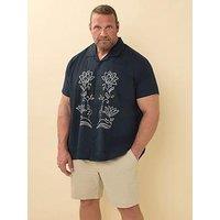Badrhino Embroidered Short Sleeve Shirt - Blue