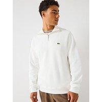 Lacoste 1/4 Zip Regular Fit High Neck Sweatshirt - Cream
