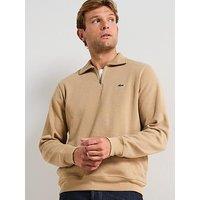 Lacoste 1/4 Zip Regular Fit High Neck Sweatshirt - Beige