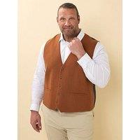 Badrhino Tailoring Big & Tall Rust Orange Tweed Waistcoat