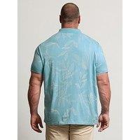 Badrhino Leaf Print Polo Shirt - Blue