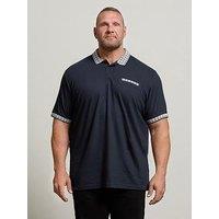 Badrhino Jacquard Checked Collar Polo Shirt - Blue