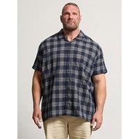 Badrhino Seersucker Check Short Sleeve Shirt - Blue