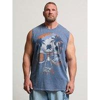 Badrhino Acid Wash Graphic Vest - Blue