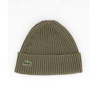 Lacoste Ribbed Knitted Beanie- Khaki