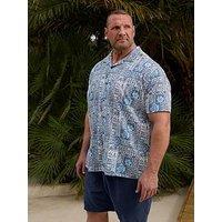 Badrhino Seersucker Turtle Short Sleeve Shirt - Blue