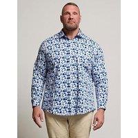 Badrhino Geo Print Long Sleeve Shirt - Blue