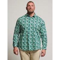 Badrhino Geo Print Long Sleeve Shirt - White