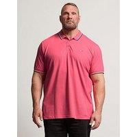 Badrhino Pique Tipped Polo Shirt - Salmon
