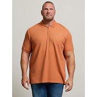 Badrhino Waffle Texture Zip Polo Shirt - Orange