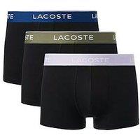 Lacoste 3 Pack Cotton Trunks- Black