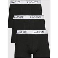 Lacoste 3 Pack Cotton Trunks- Black