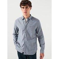 Lacoste Fine Herringbone Check Shirt - Navy