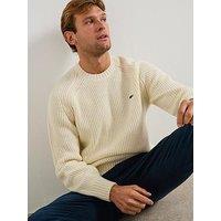 Lacoste Heavyweight Rib Crew Neck Knitted Jumper - Cream