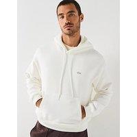 Lacoste Loose Fit Fleece Hoodie - White